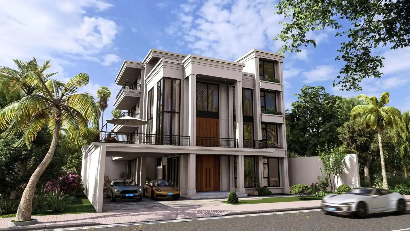 自建房三层半现代风简欧别墅设计案例.农村别墅/自建房/现代别 - 抖音