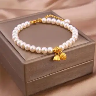 星诺菲老凤凰999足金两世欢珍珠手链女黄金小众设计2023年新款女友