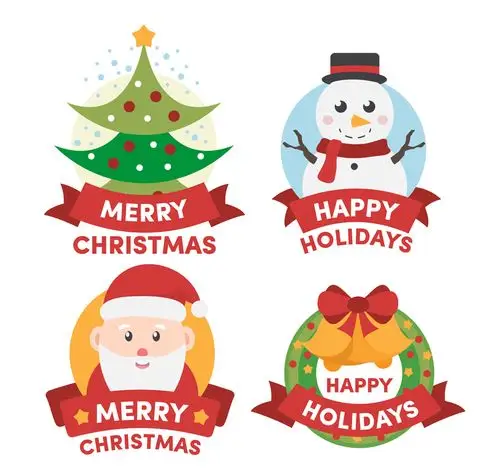 4款可爱圣诞节标签设计矢量素材