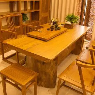 柚木王茶桌茶台 原木茶桌椅组合实木家具功夫茶几厂家直销定制