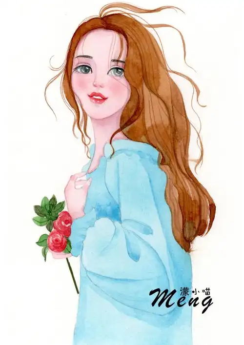 手绘水彩插画人物