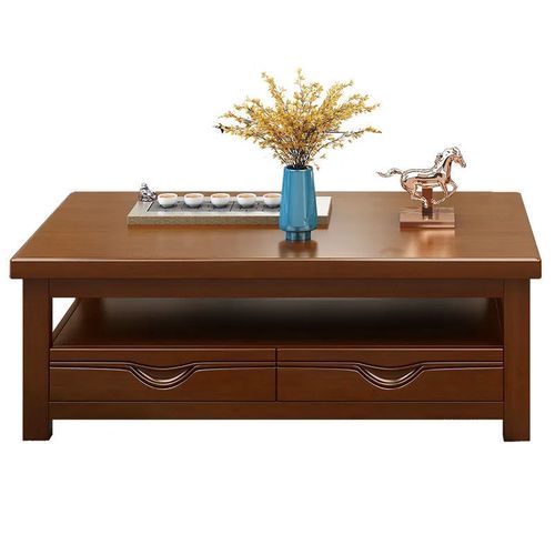 梓椿实木茶几简约现代中式可配电视柜客厅家具橡胶木抽屉收纳泡茶茶桌