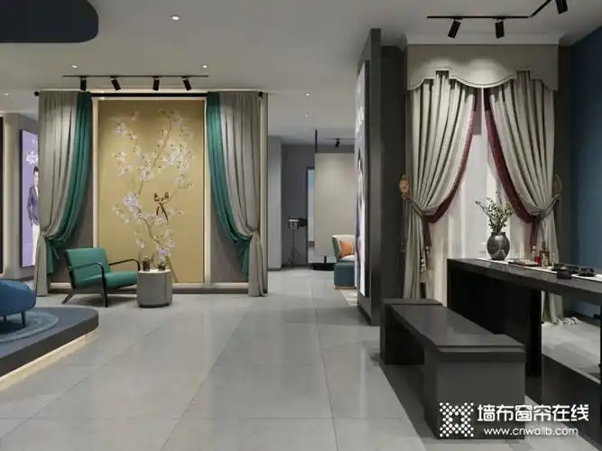雅绣之家墙布窗帘展厅装修效果图_专卖店实景图【墙布窗帘网】