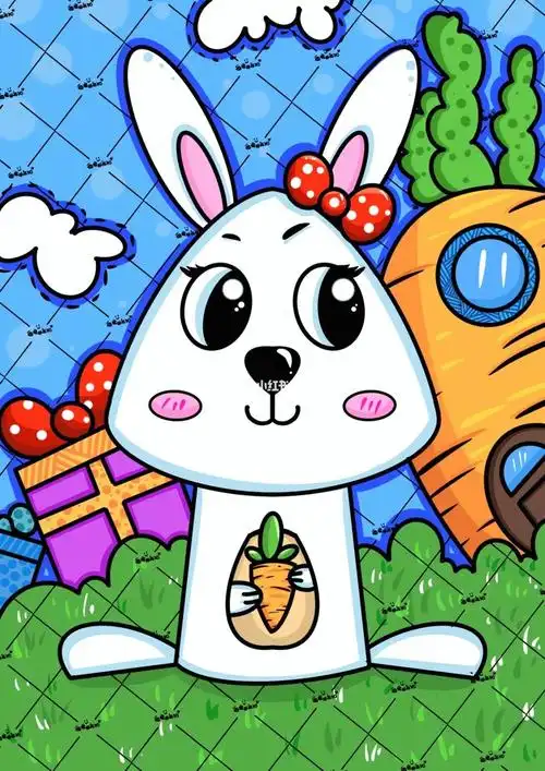 儿童画 简笔画 兔子92#儿童画#简笔画教程  #简笔画  #创意美术