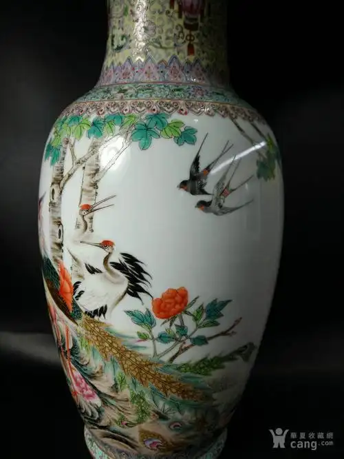民国 新粉彩花鸟五伦图大花瓶 重工粉彩陈设大赏瓶