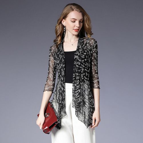 真丝开衫女中长款100%桑蚕丝2020新款防晒衣透气百搭超薄外套外搭