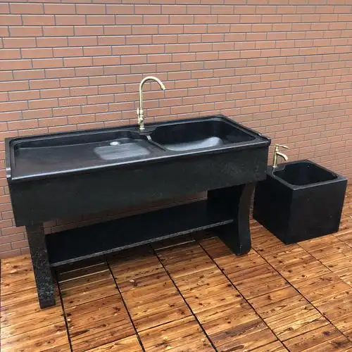 户外大理石一体洗衣池带搓衣板阳台石头洗衣水槽庭院花岗岩洗手盆