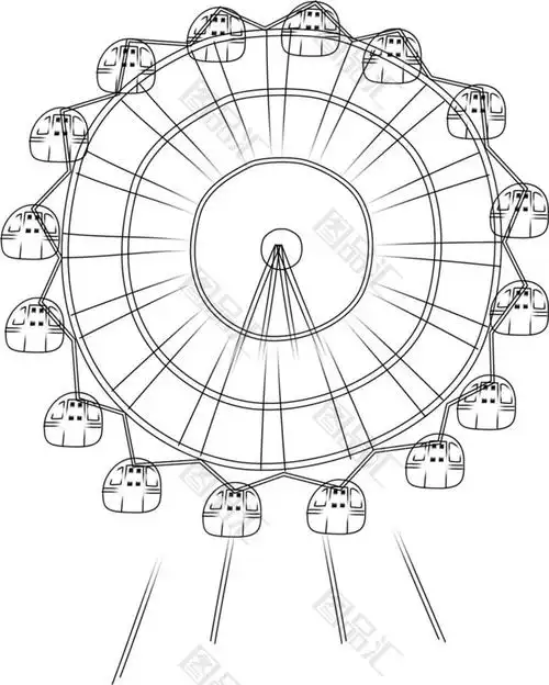 图品汇 设计元素 卡通手绘 线稿摩天轮素材上图作品的源文件由图品汇
