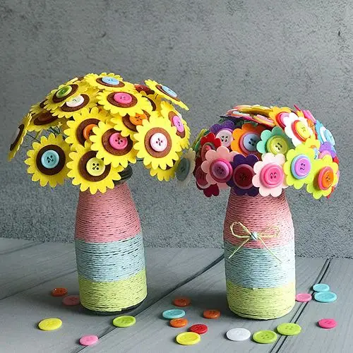 纽扣花束小学生diy花瓶材料女老师幼儿园手工制作材料包diy创意瓶