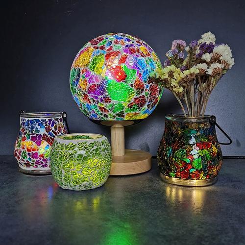 彩色冰裂碎片 diy创意手工制作马赛克镶嵌艺术彩钢化玻璃颗粒透光