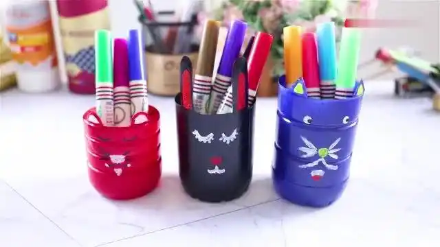 挑战自制"塑料瓶笔筒",发挥废塑料瓶最后的价值,很实用!