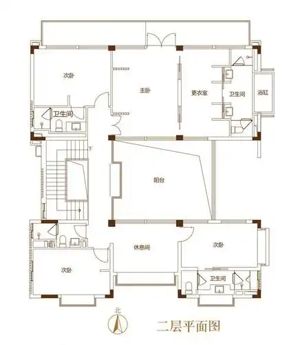 万科兰乔圣菲户型图 420平方米的独立别墅二层户型图 420㎡