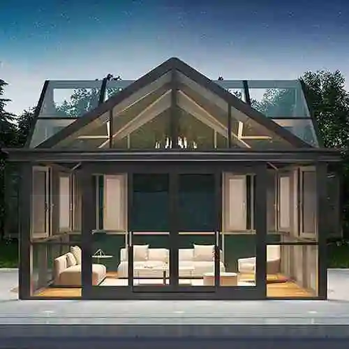 定制铝合金阳光房露台钢化夹胶中空玻璃别墅q顶棚花园户外玻璃房