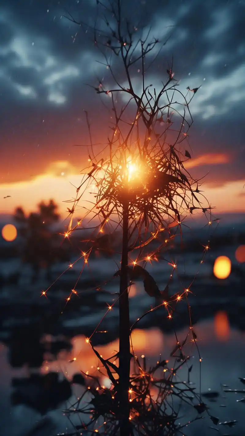 悲伤黄昏,氛围感壁纸94 黄昏时分,天空被染成一片橙红,悲伤的情绪在