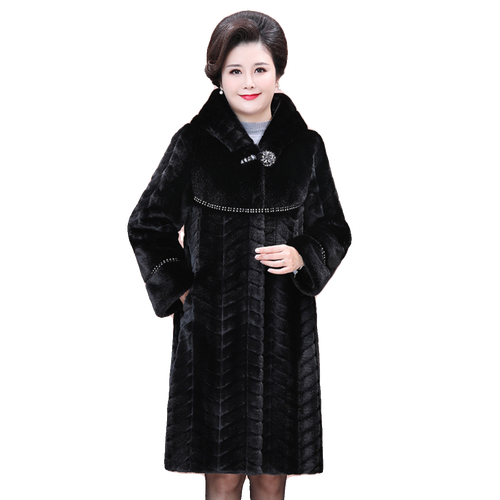 保暖貂皮大衣新款皮草外套中长款女士外衣大码冬水貂绒大衣妈妈装