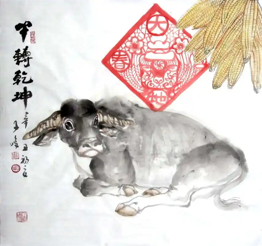 每日一画 #生肖牛 #国画生肖 #国画牛 - 抖音