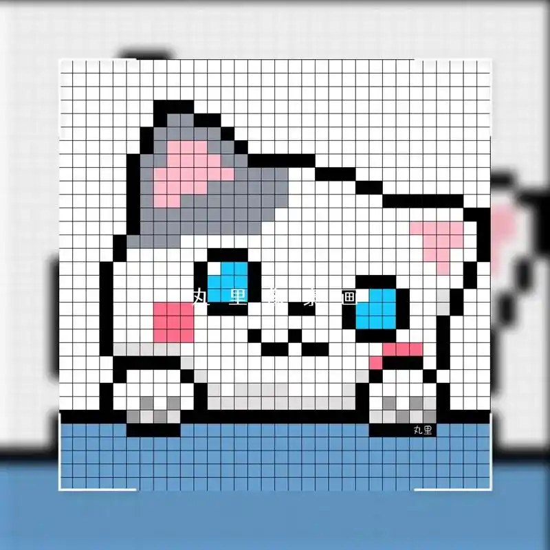 可爱猫咪像素画图纸分享.#像素画教程 #网格画教学 #教你画 - 抖音