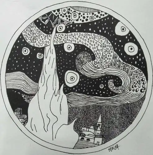 感悟大师——黑白装饰画(合肥市行知学校站塘校区七年级六班美术作品