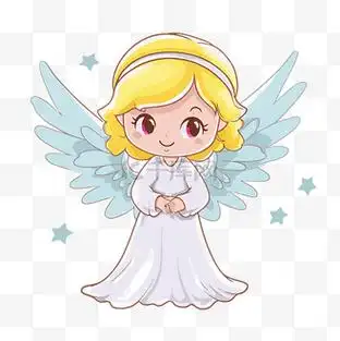 天使剪贴画 小卡通天使 带有银色翅膀的天使 带有白色翅膀的矢量