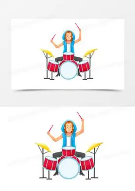 卡通手绘免抠鼓手敲鼓免抠元素