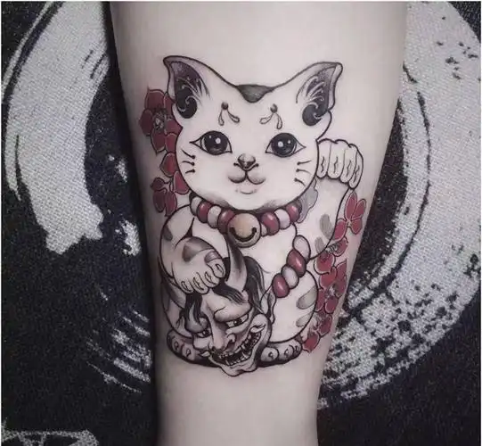 招财猫 小般若纹身图片