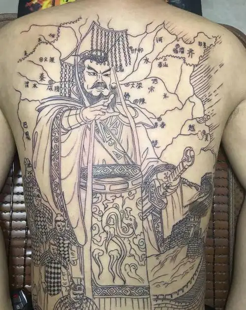 秦始皇线条纹身图片