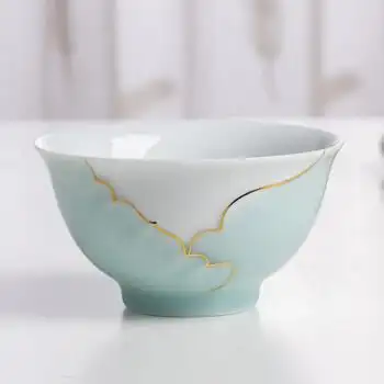 君臣乐手工描金青瓷碗家用吃饭简约碗景德镇陶瓷餐具饭碗单个装礼艺荷