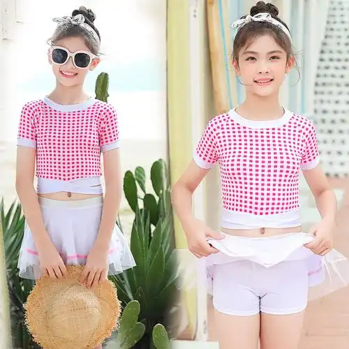 儿童泳衣女童裙式连体分体游泳衣泳装女夏3-12岁女孩小中大童