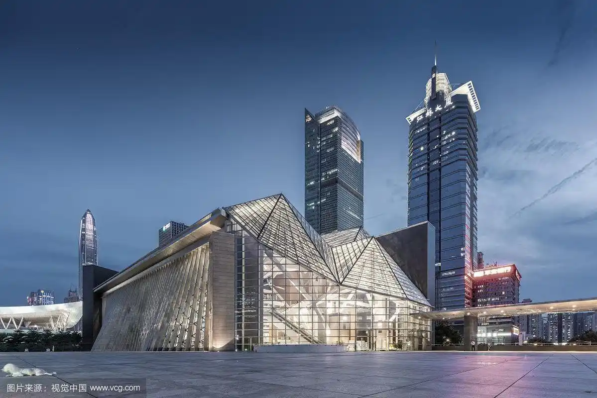 广东省深圳市福田区图书馆音乐厅夜景
