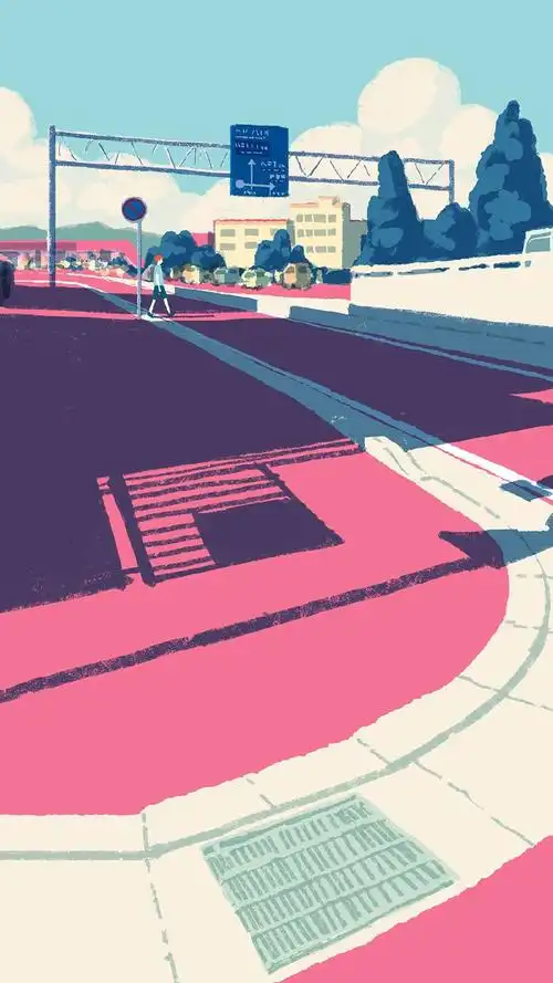 唯美插画校园场景图片手机壁纸