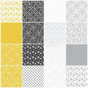 几何方形图案设计无缝瓷砖与几何线条和正方形一套黑色长方形的垃圾框