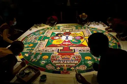 藏传佛教格鲁派寺院扎什伦布寺的僧人们历时4天绘制完成的"大威德金刚