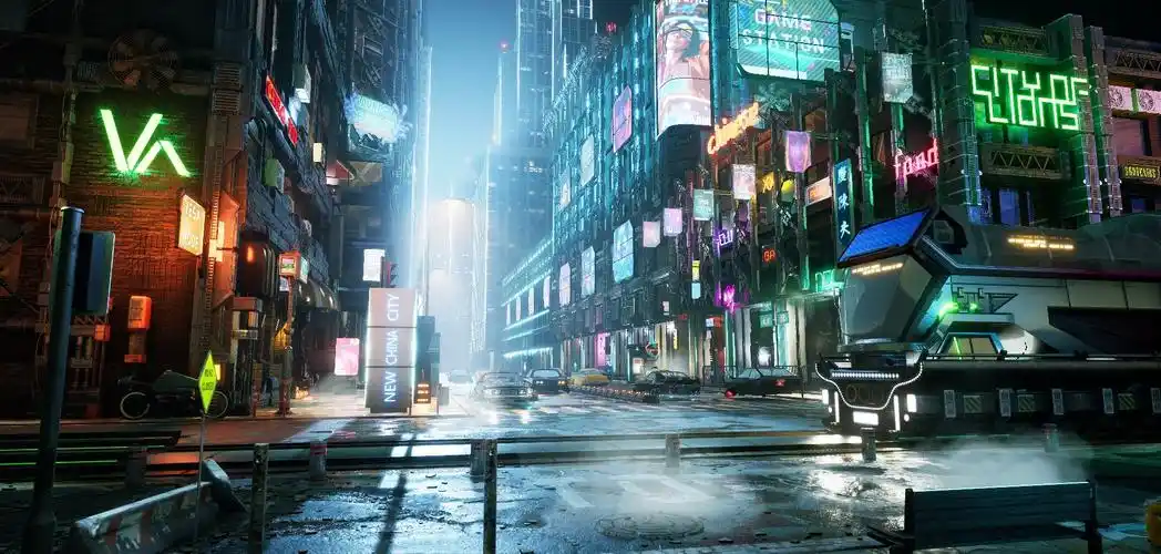 赛博朋克都市街景