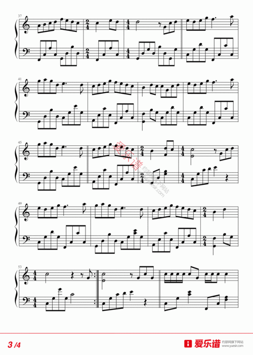 魔法城堡 - 钢琴谱 钢琴五线谱