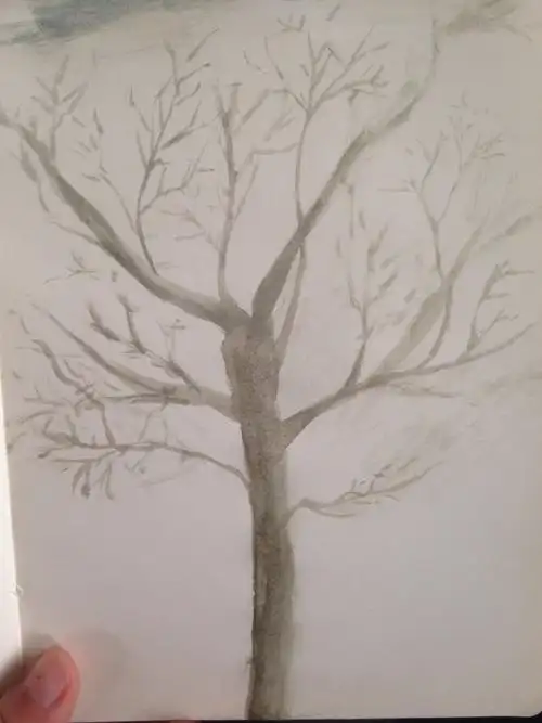 第五斩 水溶彩铅 树