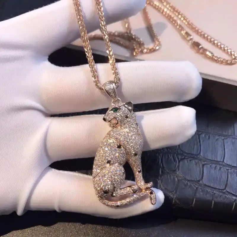 卡地亚满钻豹子吊坠项链