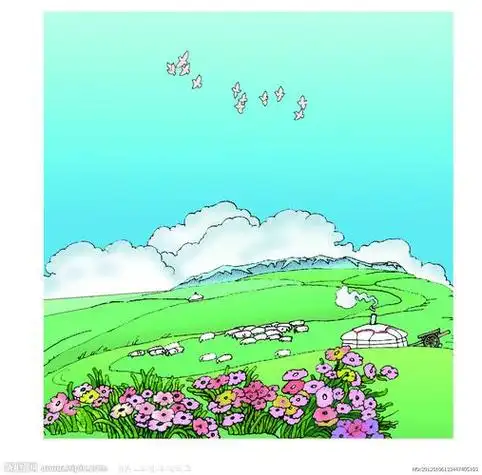 草原简笔画 草原简笔画图片大全