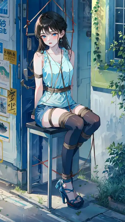 植物绑缚女孩雨中独舞插画图片壁纸