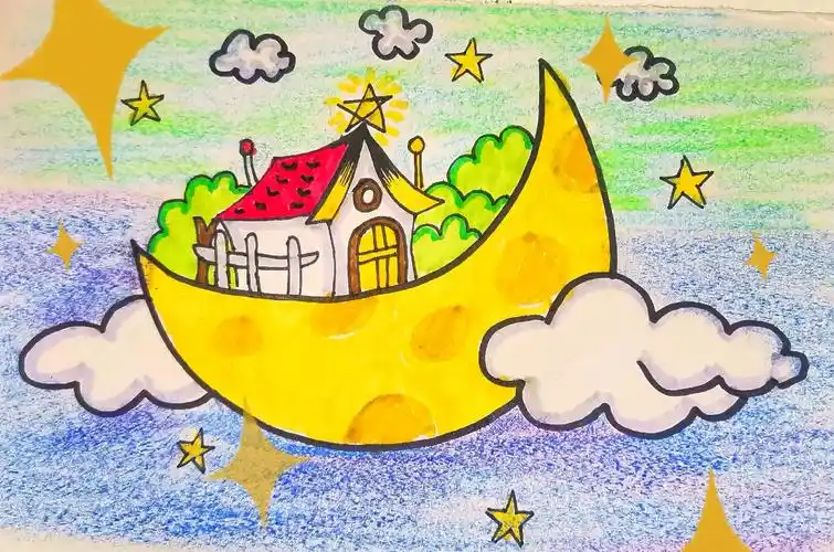 创作灵感 儿童简笔画,这是小王子的家吗?月亮上的小屋#简笔 - 抖音