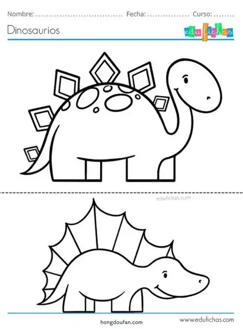 卡通剑龙恐龙涂色填色图片下载打印-红豆饭小学生简笔画大全