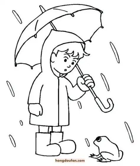 下雨小朋友打伞的样子简笔画