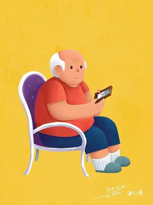 纯美学从deaf-小橙妈咪转采于2021-04-06 17:11:56插画#老人插画纯