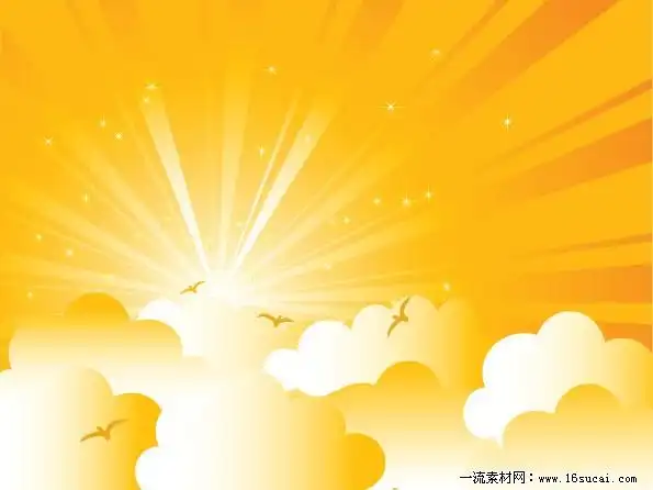 卡通阳光光线云彩矢量素材