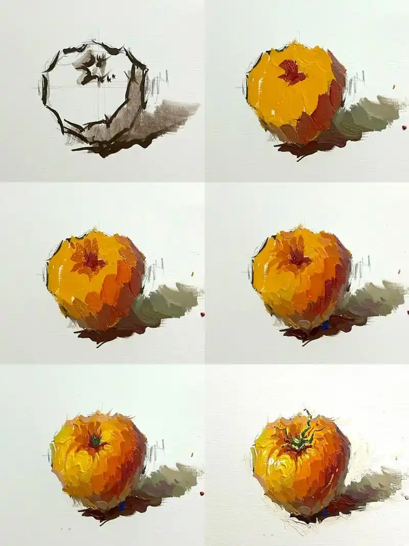 西红柿步骤图分享.#色彩静物教学 #联考美术 #每日一画 # - 抖音