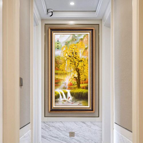 大全—玄关装饰画竖版走廊尽头挂画欧式过道墙壁画美式轻奢包邮入户