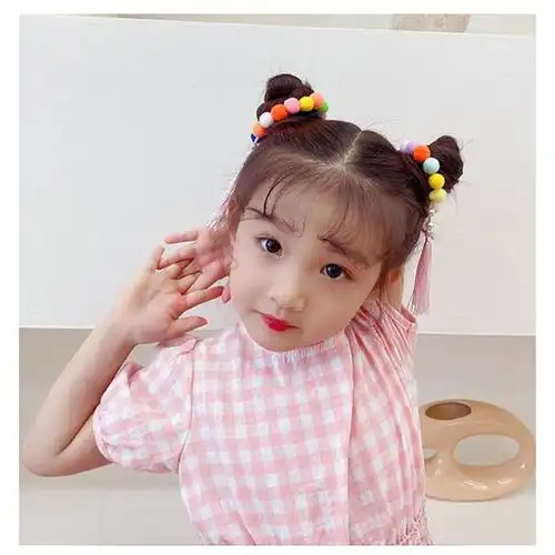 儿童丸子头发饰彩色流苏发圈女宝宝公主可爱皮筋小女孩头饰