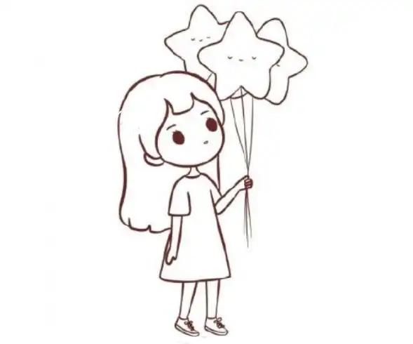 拿气球的长发女孩怎么画拿气球的长发女孩简笔画画法步骤教程