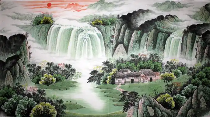 六尺聚宝盆 国画山水画 办公室客厅字画纯手绘水墨画 名家精品