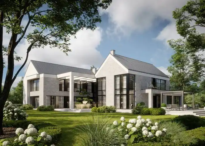 坡屋顶造型相对平顶更优美.