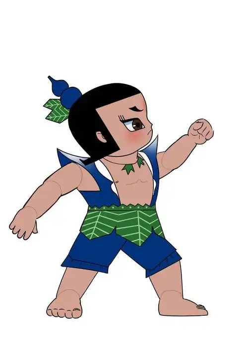 葫芦兄弟之六娃"七娃",特点是拥有宝葫芦,可以吸入魔法,兵器和妖怪.